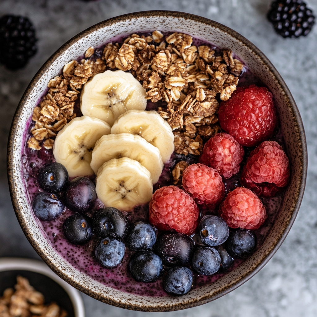 Bärspäckad acai bowl med hemgjord granola