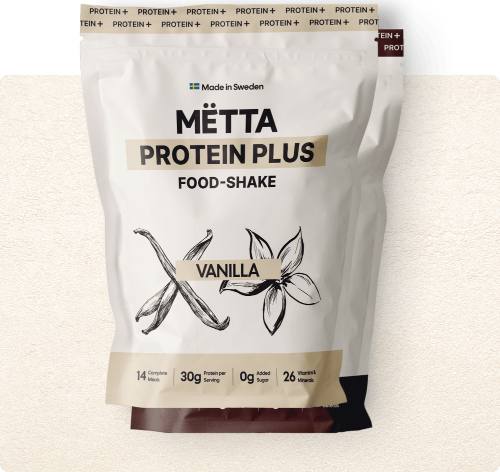 MËTTA Protein plus bags (vanilla/ chocolate), 14 complete meal, 42 protein per serving, 0g added sugar, 26 vitamins & minerals