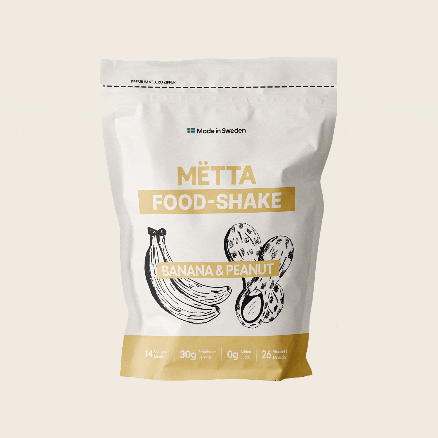 a gif displaying MËTTA food shakes in all flavors (banana & peanut, smoothiebowl, carrot & ginger, unsweetend oats, raw cocoa, caffe latte, creamy oats)