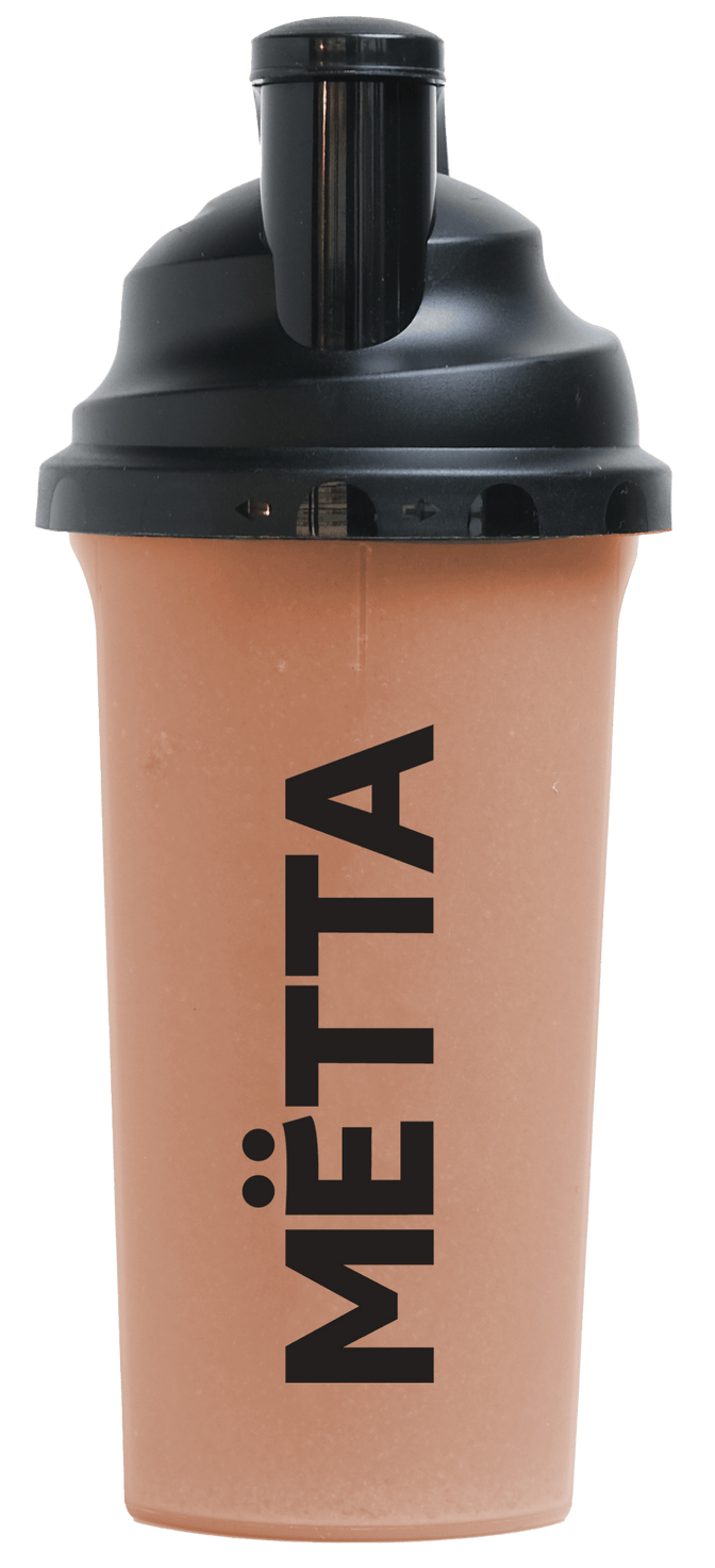 Ready to drink MËTTA food shake served in a MËTTA shaker.
