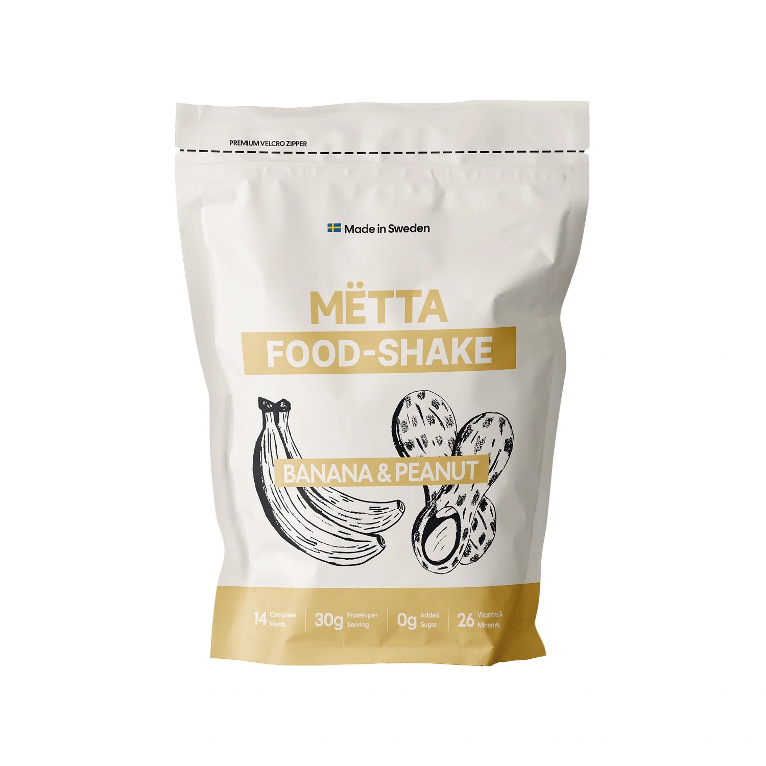 mëtta food shake originalbanana & peanut product image with white background.  