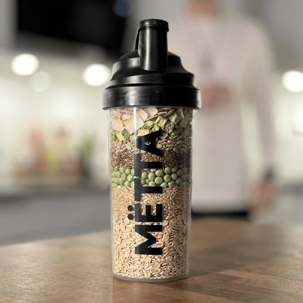 MËTTA shaker filled with actual ingredients