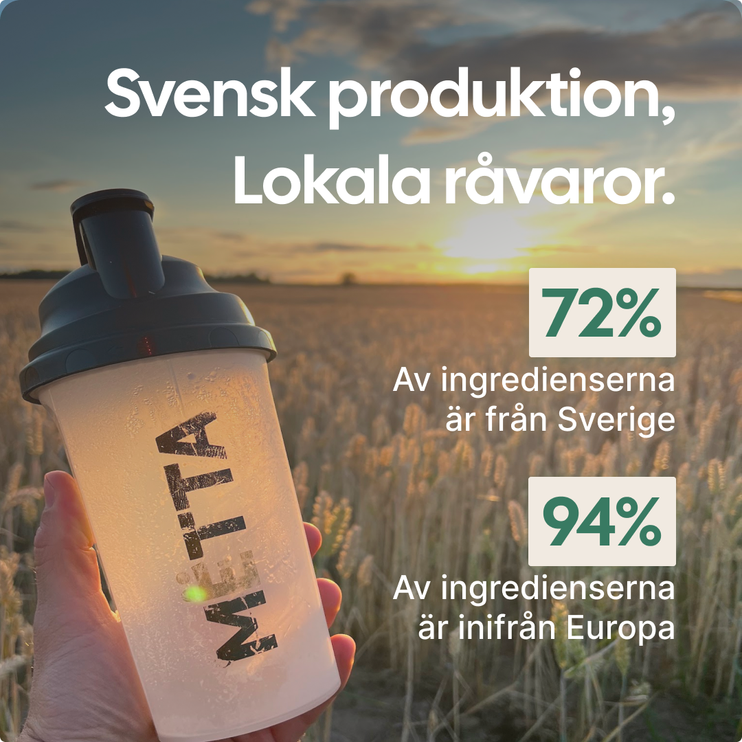 Swedish production, local ingredients.72% of the ingredients are from Sweden. 94% of the ingredients are from within Europe. written in swedish